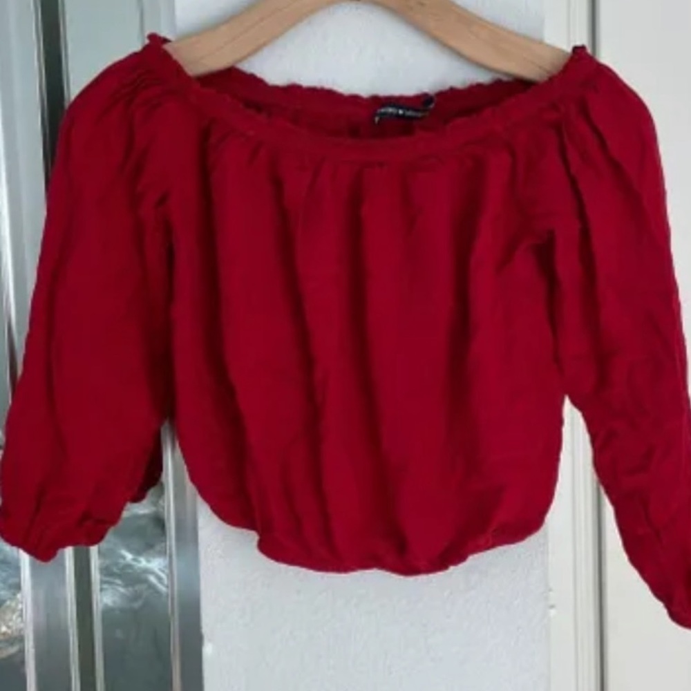 red brandy Melville off the shoulder top